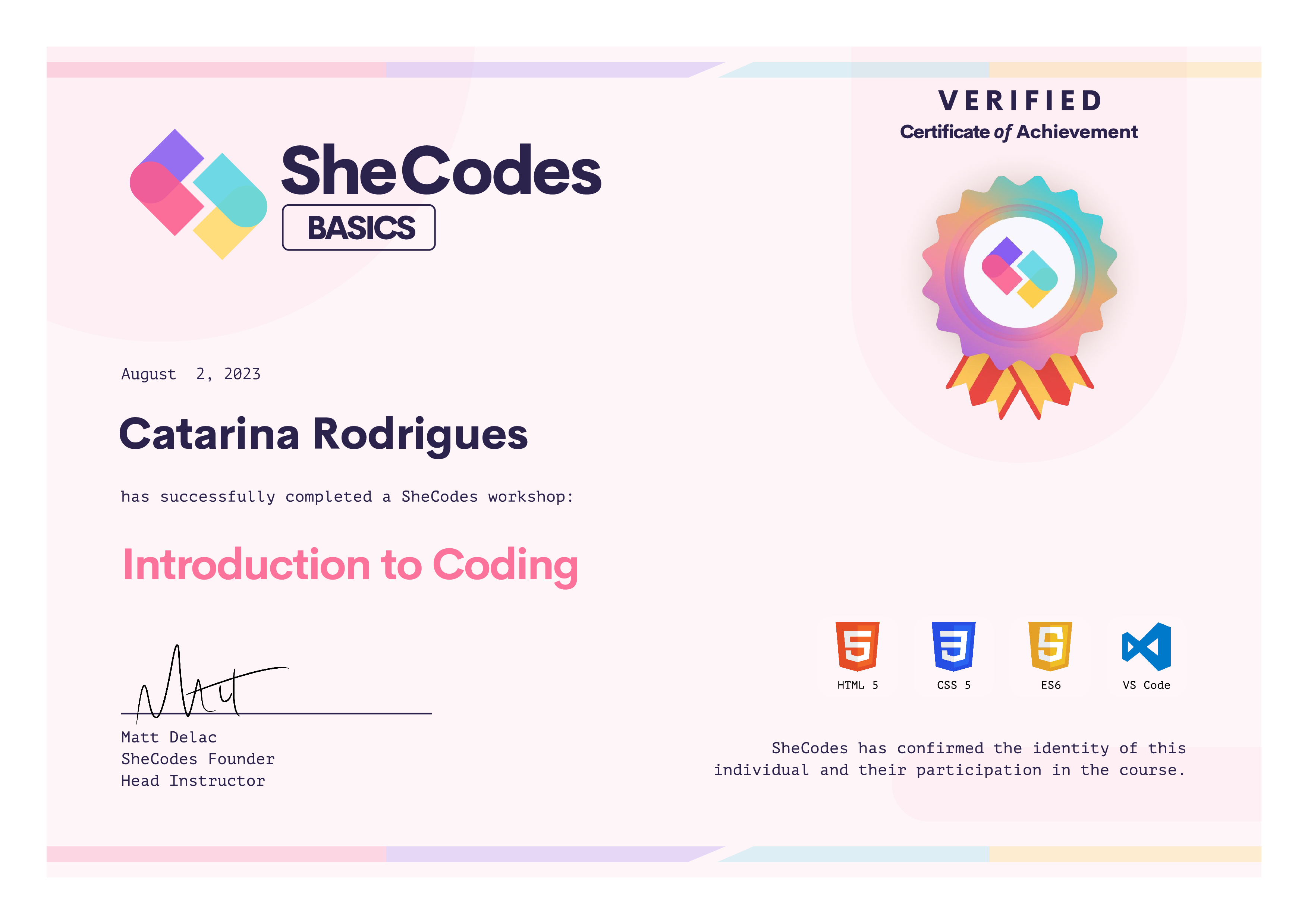 Certificate of Introduction to Coding