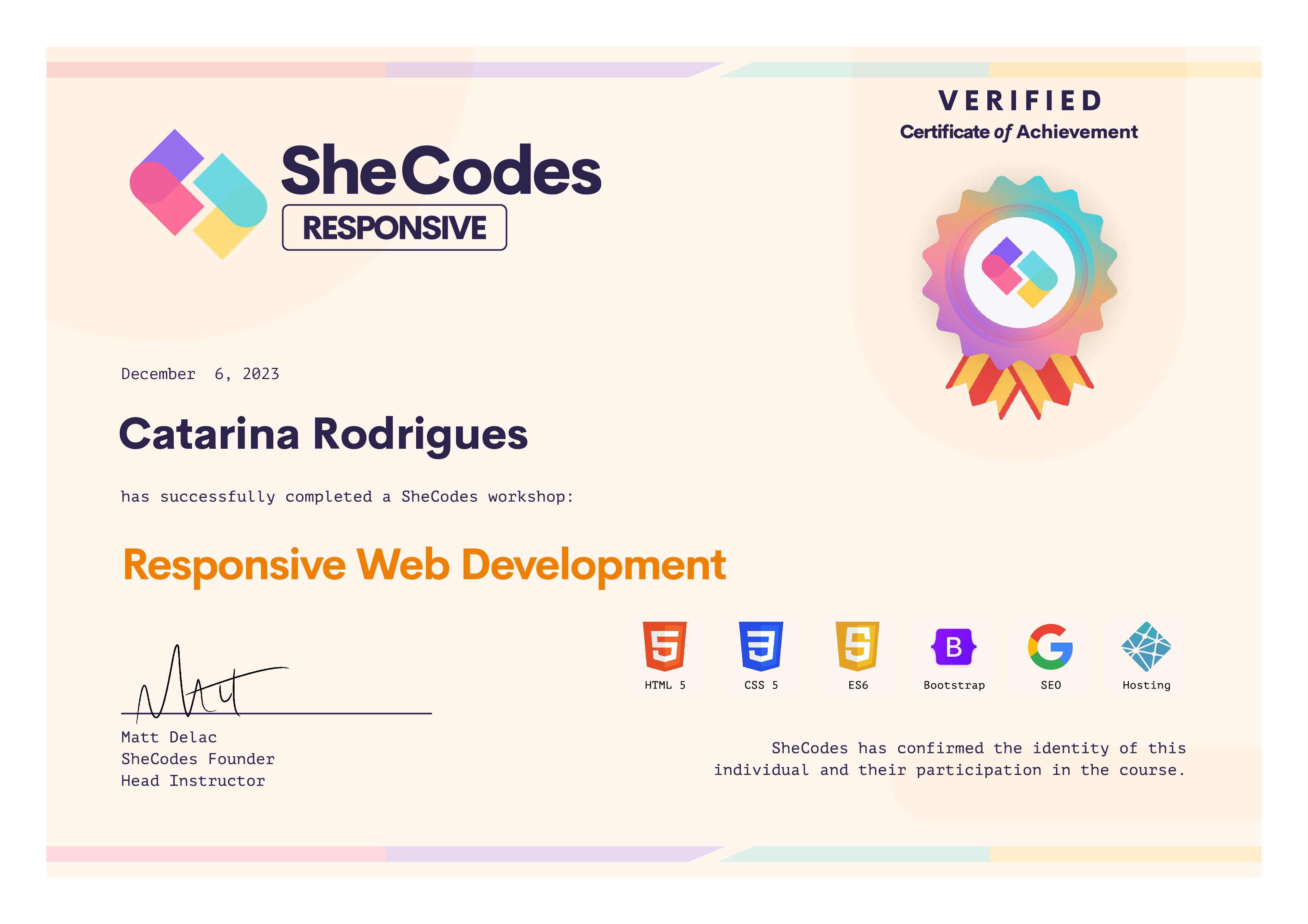 Certificate of Responsive Web Development