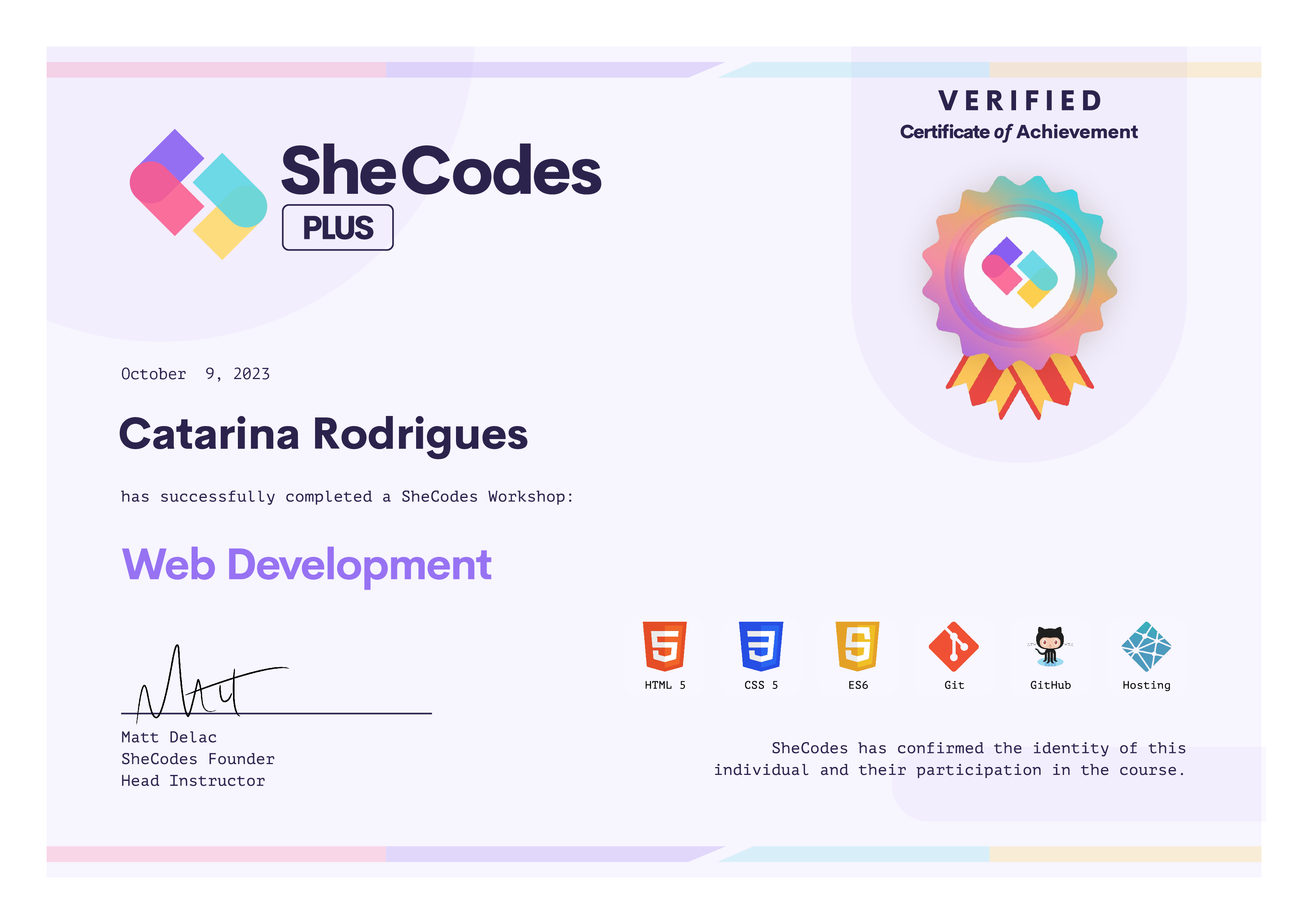 Certificate of Web Development